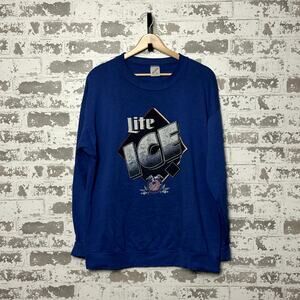 Vintage Beer Sweatshirt Size large Miller Lite ICE 90s Distressed